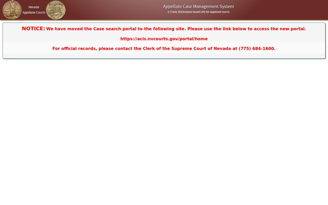 Nevada people search through the Supreme Court CaseInfo portal