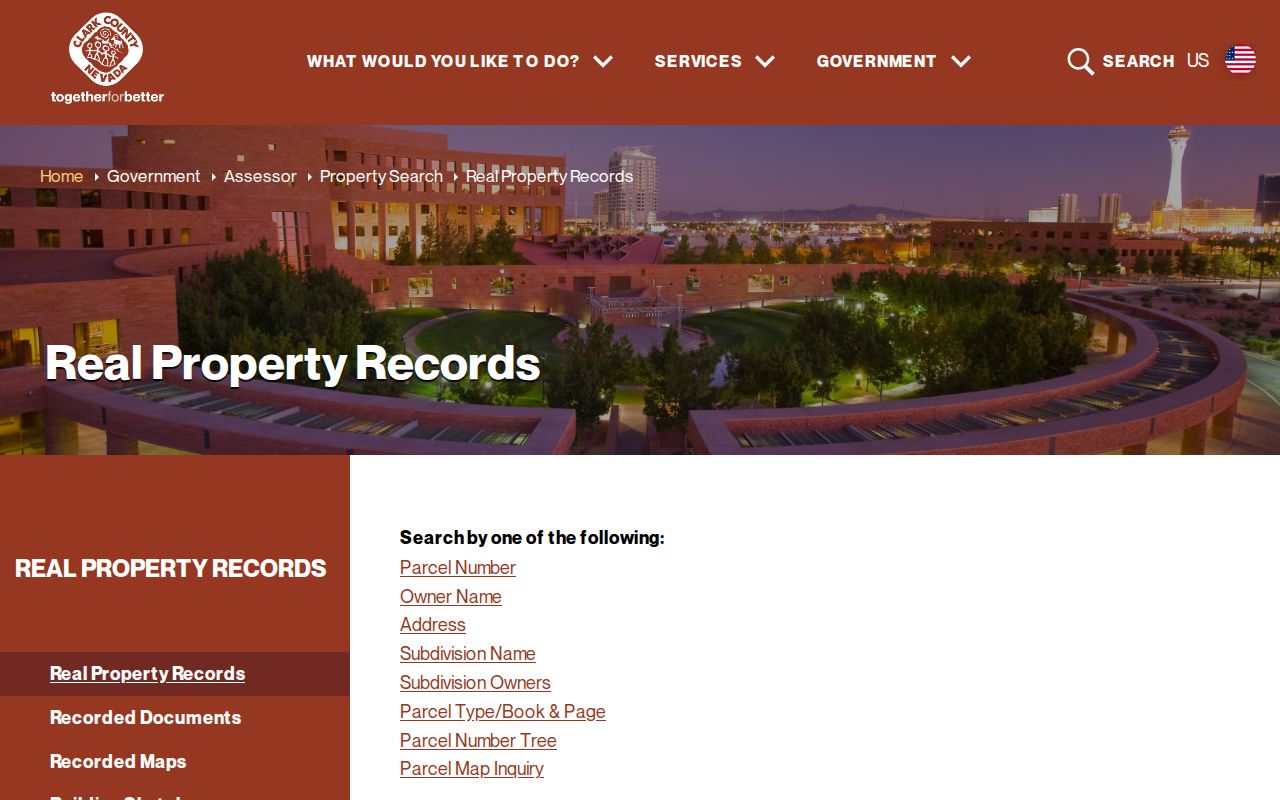 Nevada people search choices in Clark County real property records
